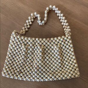 Small vintage wood beaded purse Made in Japan
